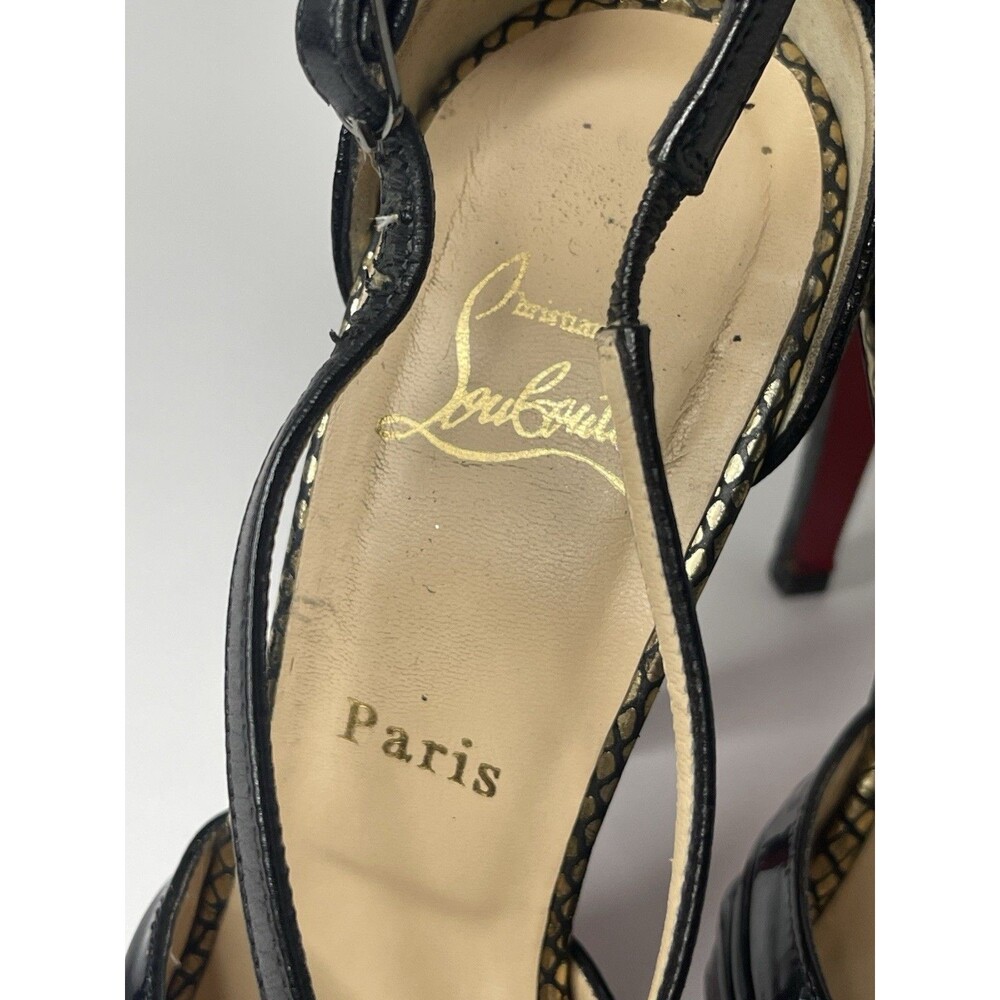 Christian Louboutin Black Leather and Suede Divinoche Peep Toe Pumps Size 39 - Picture 5 of 11